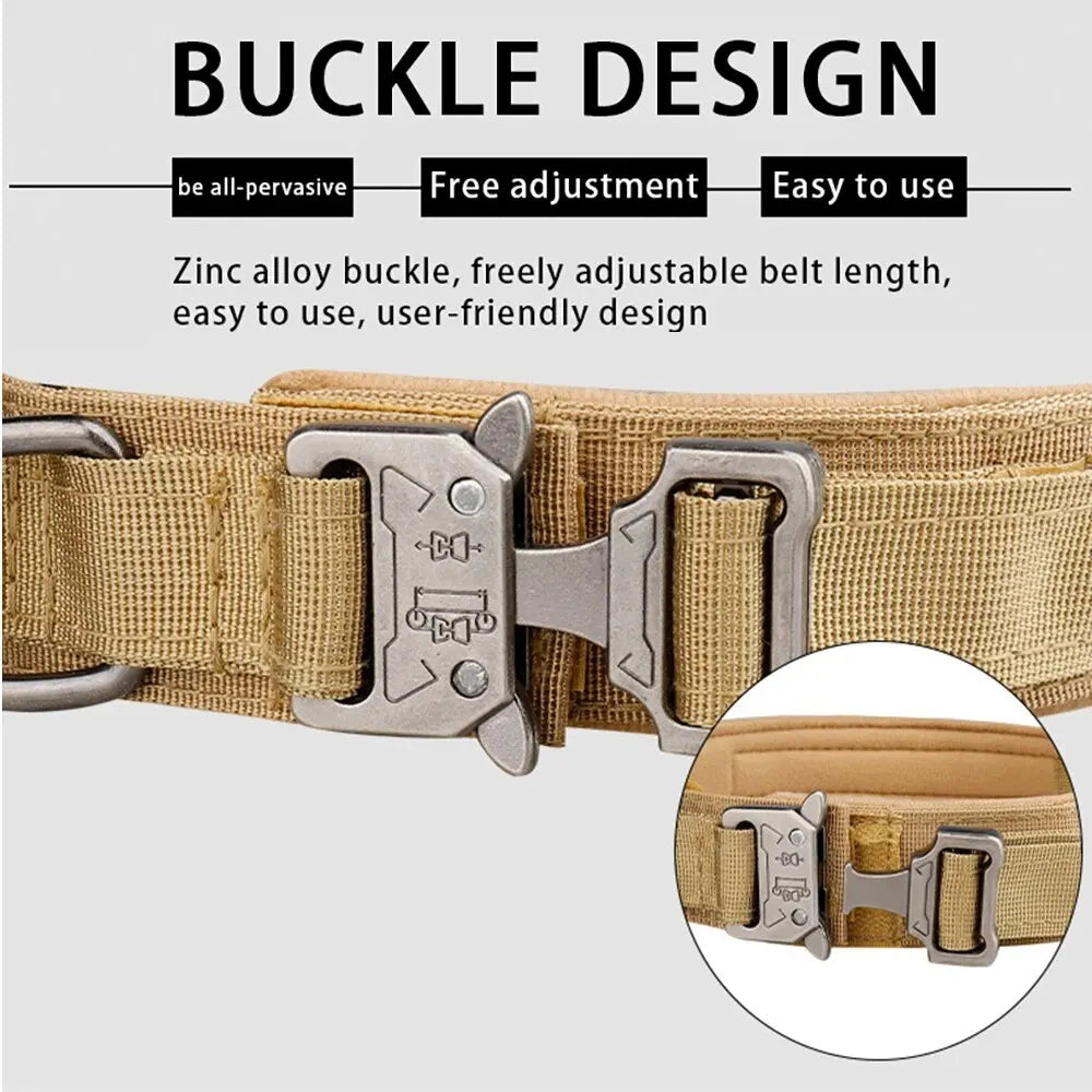 Outdoor Tactical Nylon Dog Collar With Metal Buckle Breathable