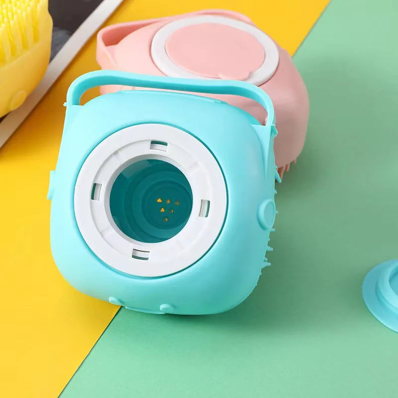 Dog Bathing Brush Shampoo Dispenser With Silicone Bristles Pet Massage