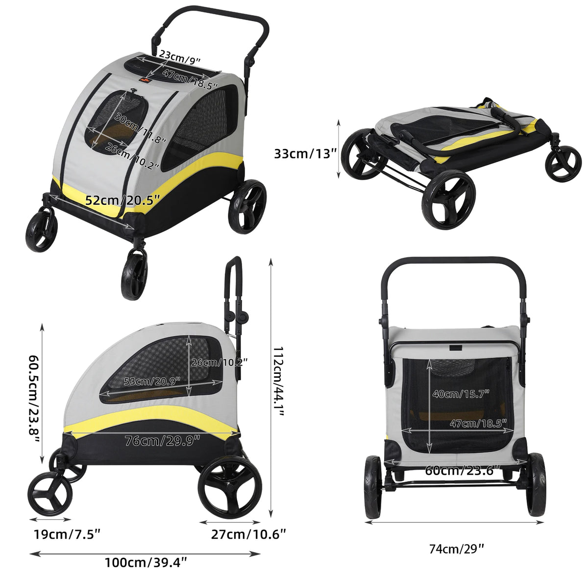 Dog Stroller For Two Dogs Foldable Pet Jogger Wagon