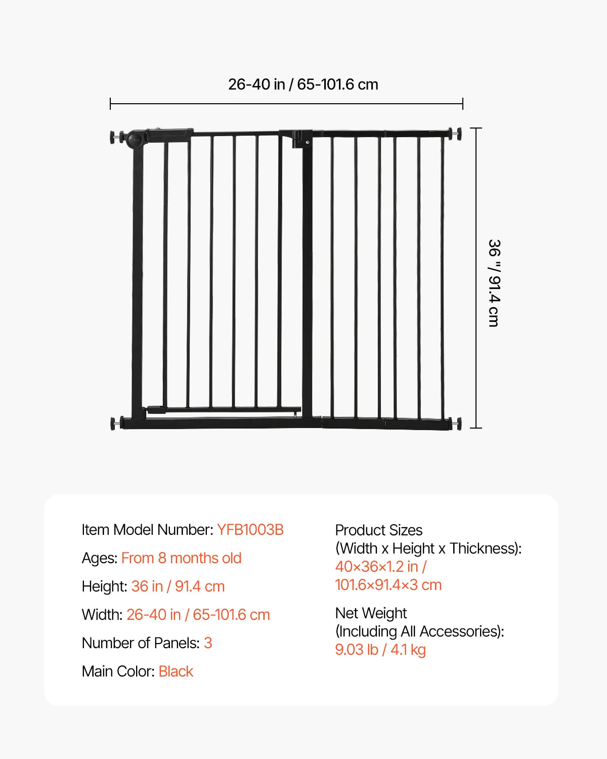 SucceBuy Baby Gate Pressure Mount Walk Through Dog Gate