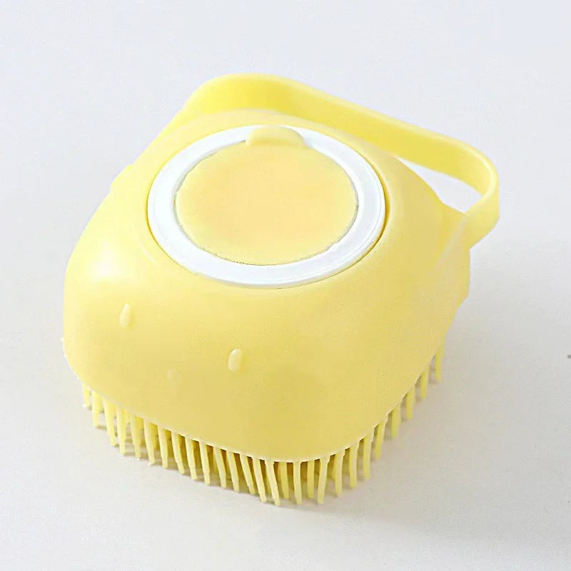 Dog Bathing Brush Shampoo Dispenser With Silicone Bristles Pet Massage