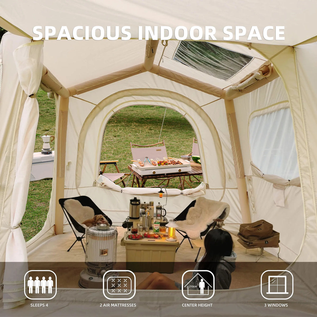 Inflatable Camping Tent With Easy Setup Waterproof Glamping Shelter