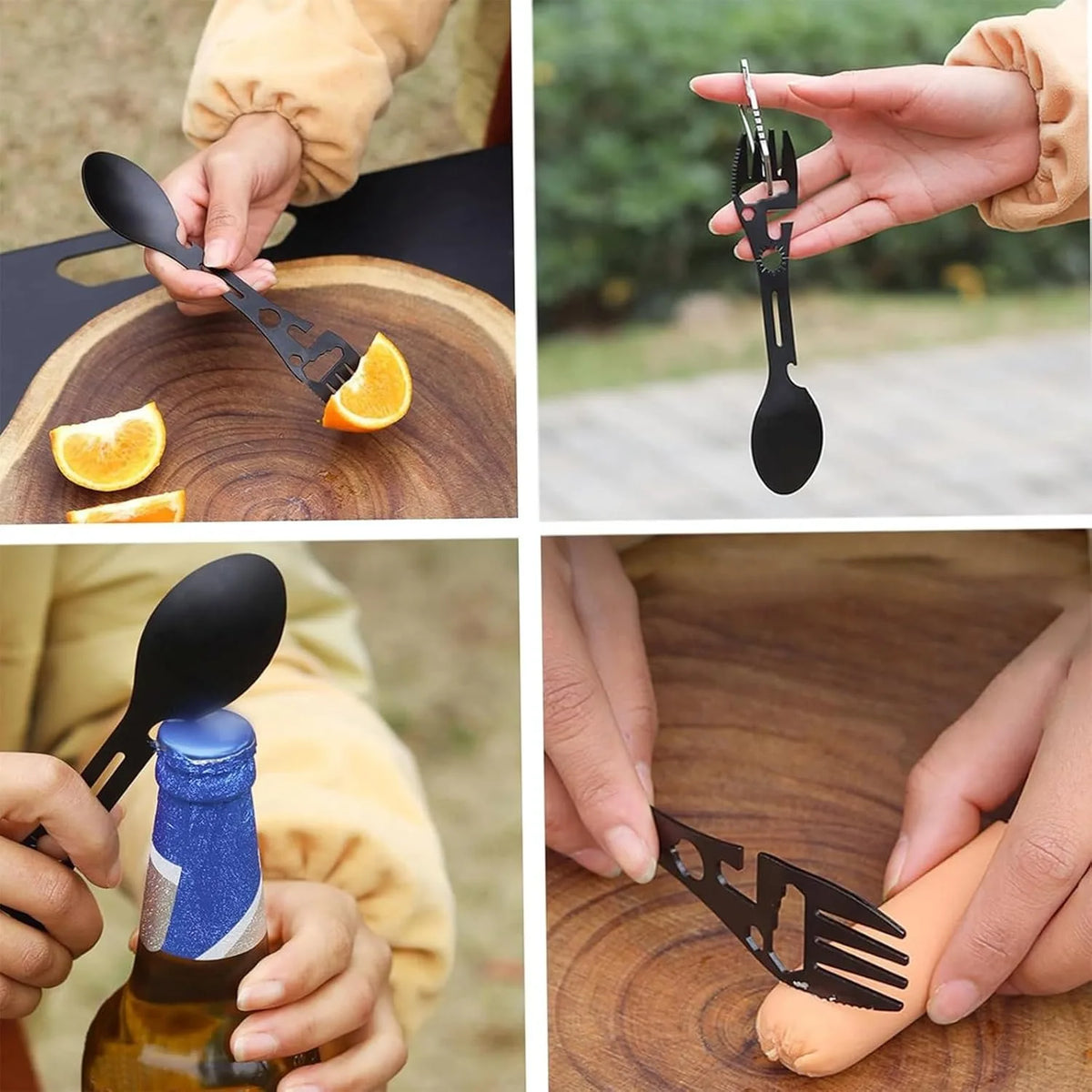 10 In 1 Multifunction Camping Spork Stainless Steel Utensil Set Bottle Opener
