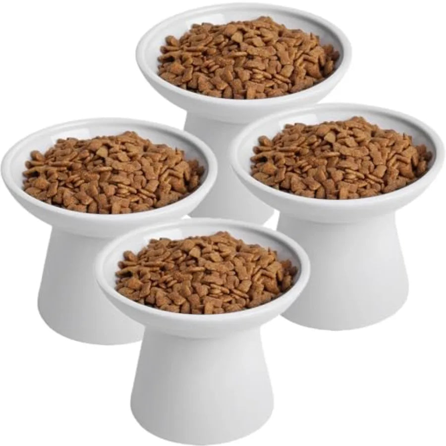 Raised Ceramic Cat Bowls Set For Pets Food And Water