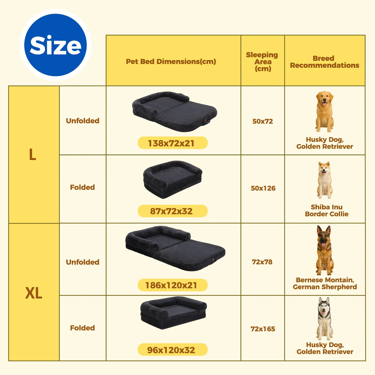 PAWZ Road Foldable Dog Bed For Large Dogs Plush Washable