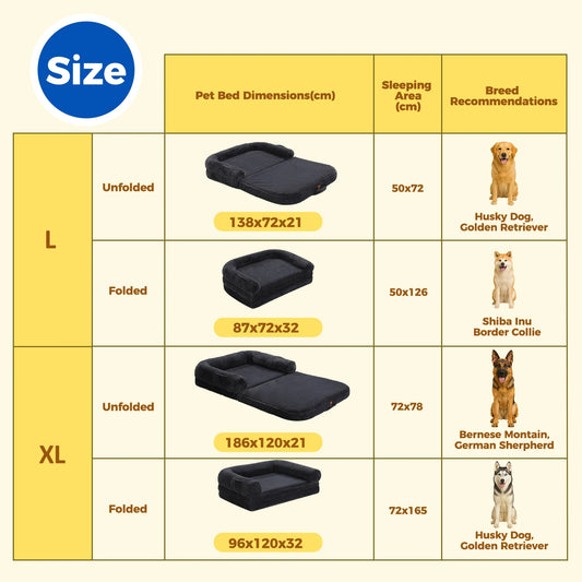 PAWZ Road Foldable Dog Bed For Large Dogs Plush Washable