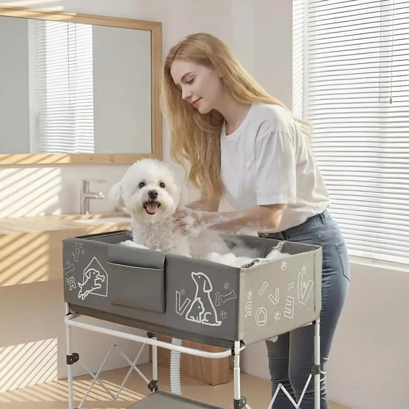 Dog Elevated Bath Tub And Grooming Station With Drain Hose