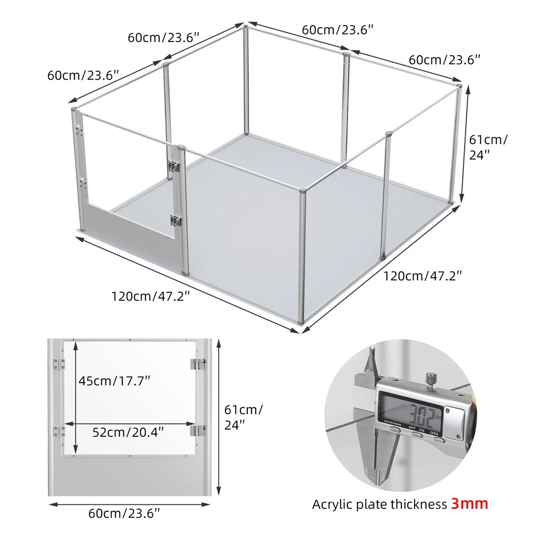 BINGOPAW Acrylic Pet Playpen Whelping Pen With Waterproof Floor Pad