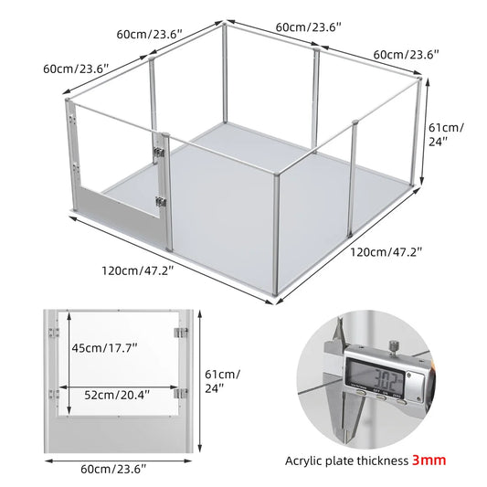 BINGOPAW Acrylic Pet Playpen Whelping Pen With Waterproof Floor Pad
