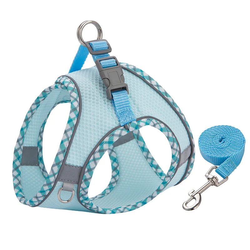 Reflective Adjustable Dog Harness And Leash Set For Outdoor Walking
