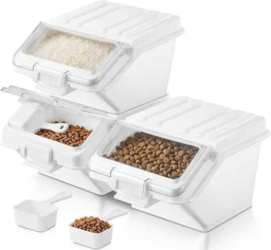 Three Pack Dog Food Storage Containers with Scoop