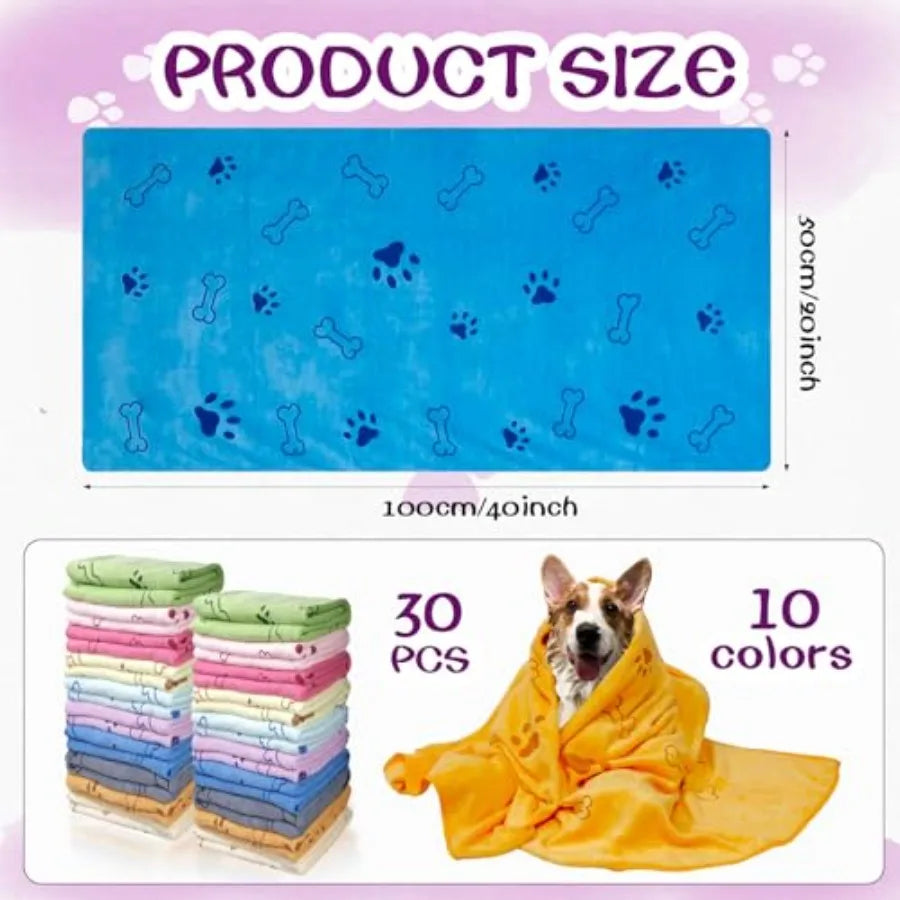 30 Pack Cotton Dog Towels Quick Dry Pet Grooming Towels