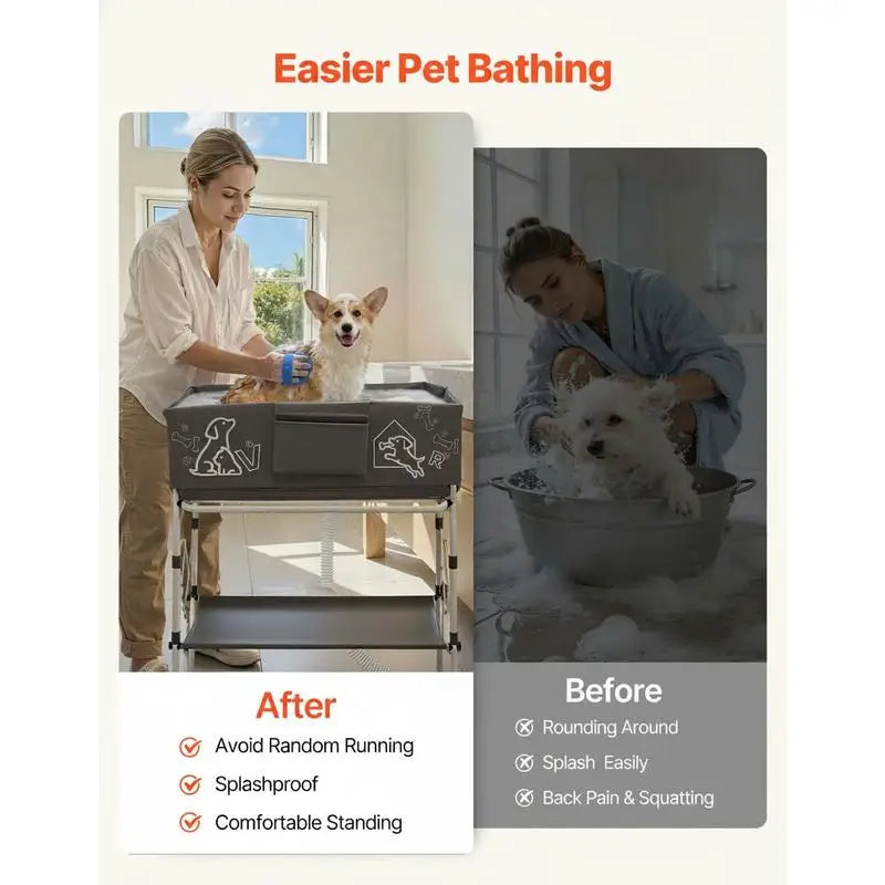 Dog Elevated Bath Tub And Grooming Station With Drain Hose