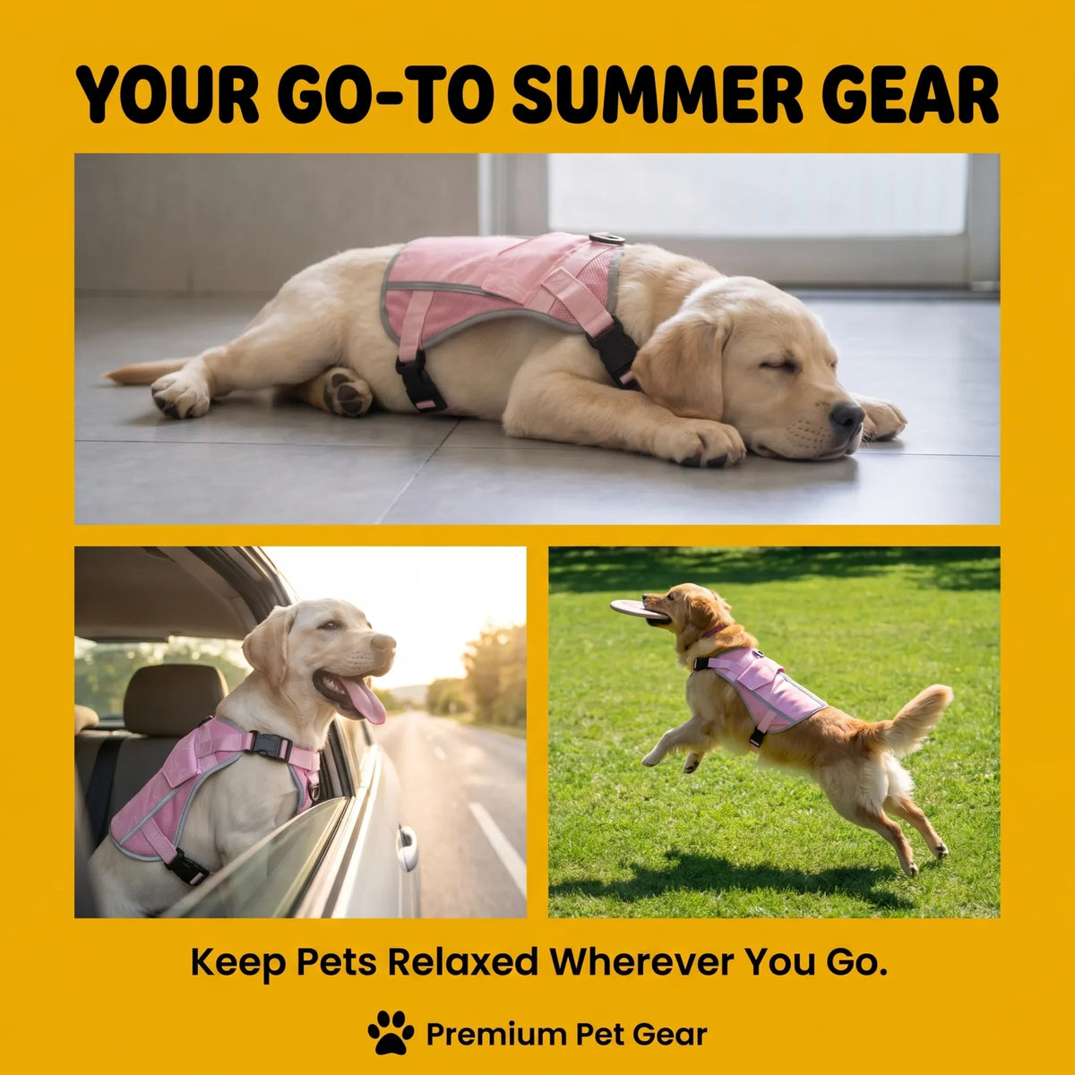 Dog Cooling Vest Harness Jacket For Outdoor Walking And Camping