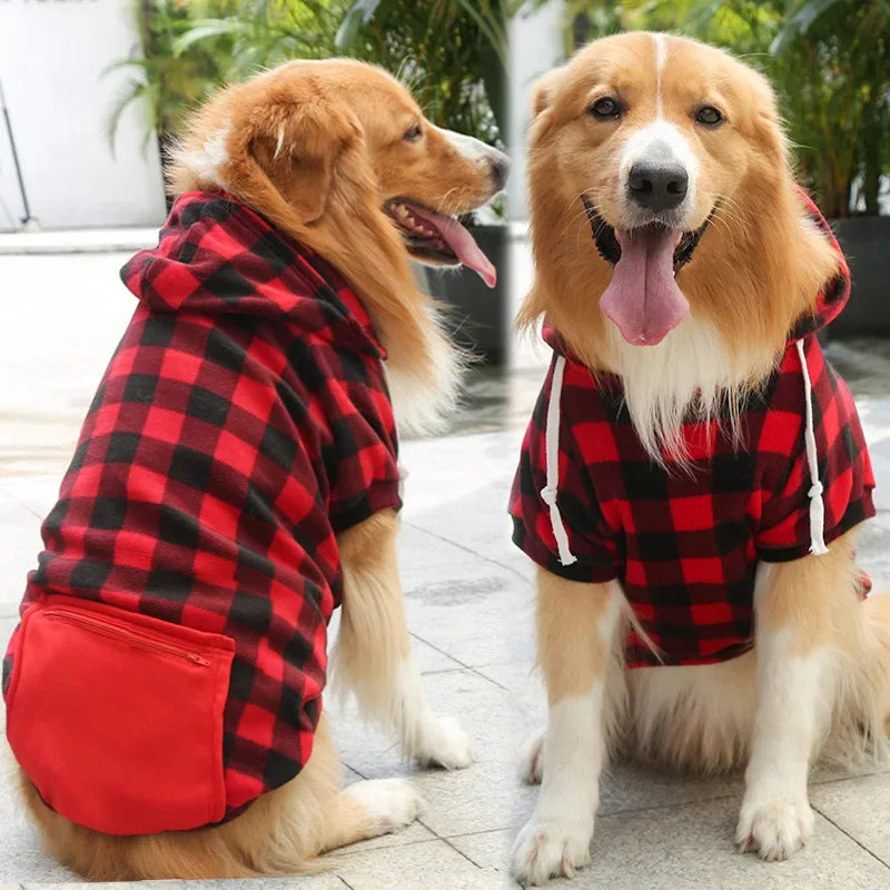 Plaid Reversible Winter Coat For Dogs Warm Cold Weather Pet Apparel