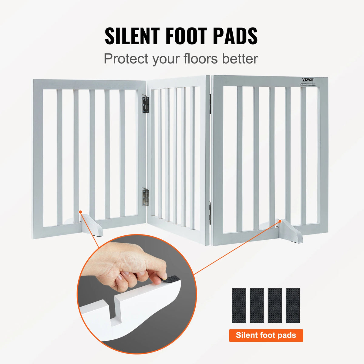 Free Standing Dog Gate Three Panel Expandable Pet Barrier Narrow