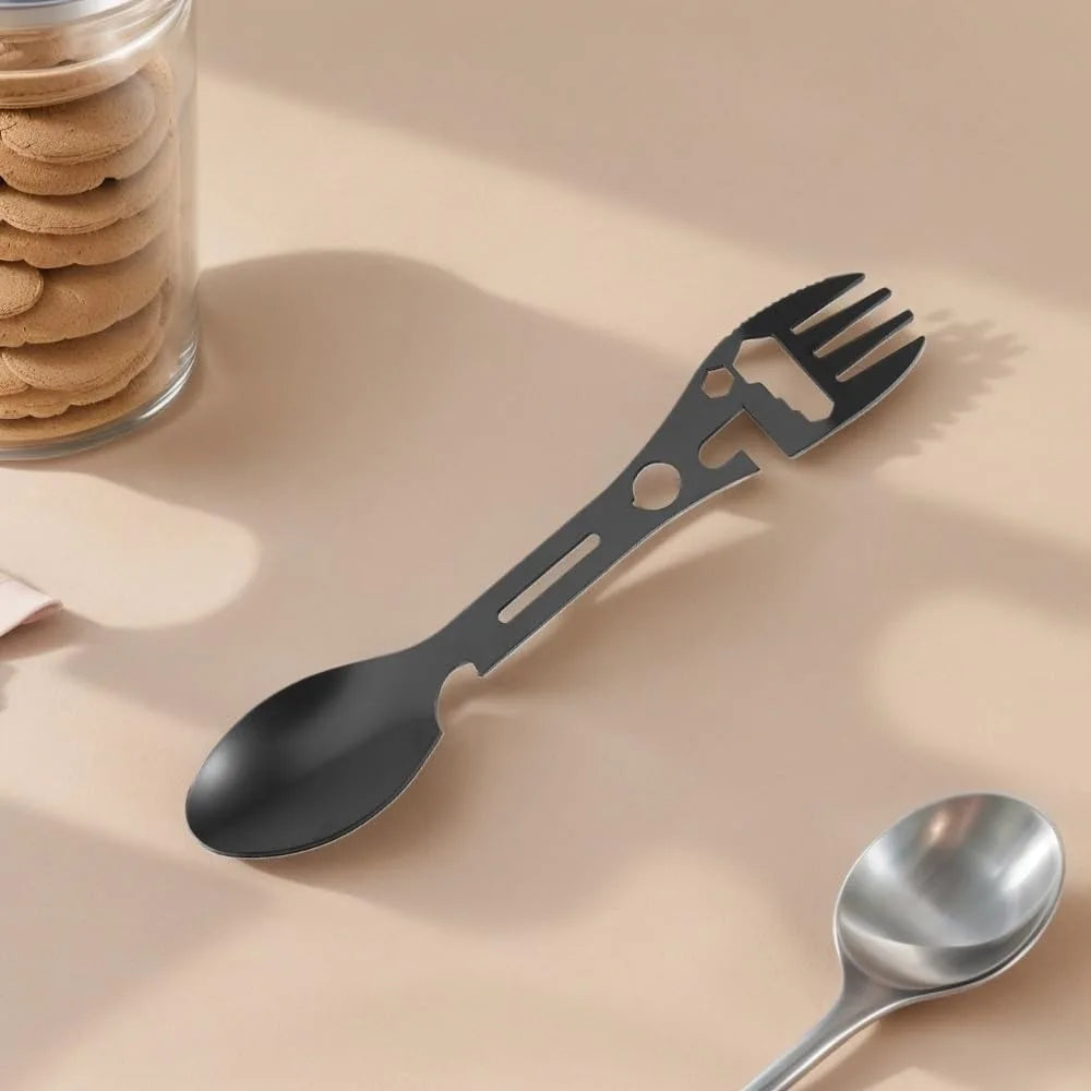 10 In 1 Multifunction Camping Spork Stainless Steel Utensil Set Bottle Opener
