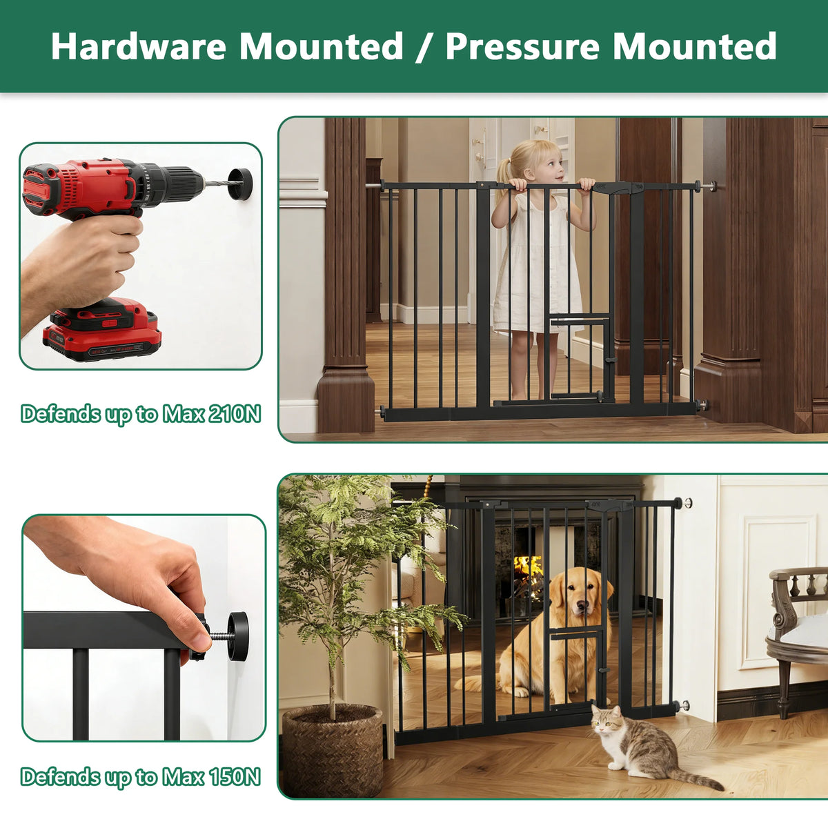 Baby Gate With Cat Door Walk Through Safety Gate Stairs