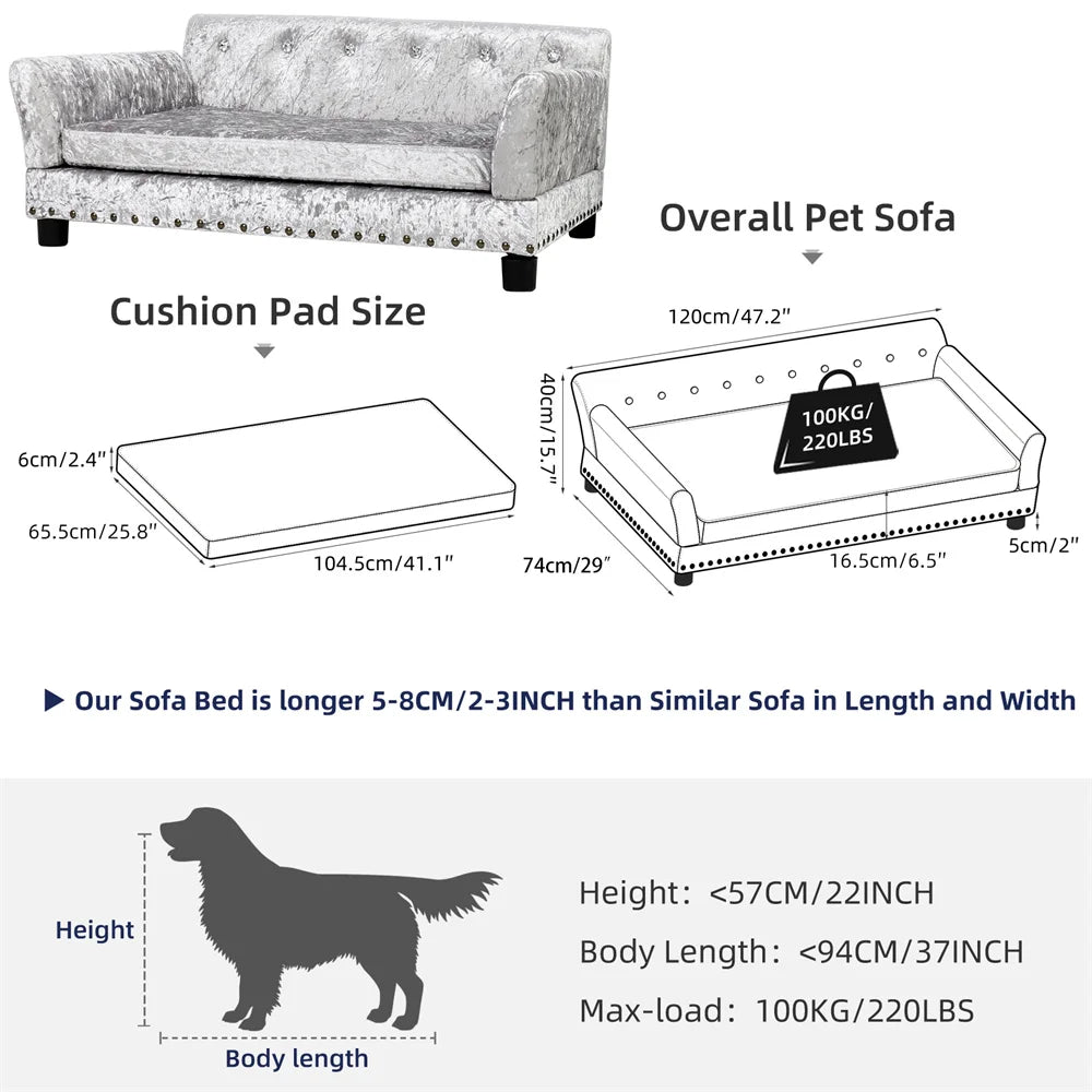 BORWART Heavy Duty Raised Pet Sofa Bed With Cushioned Lounge