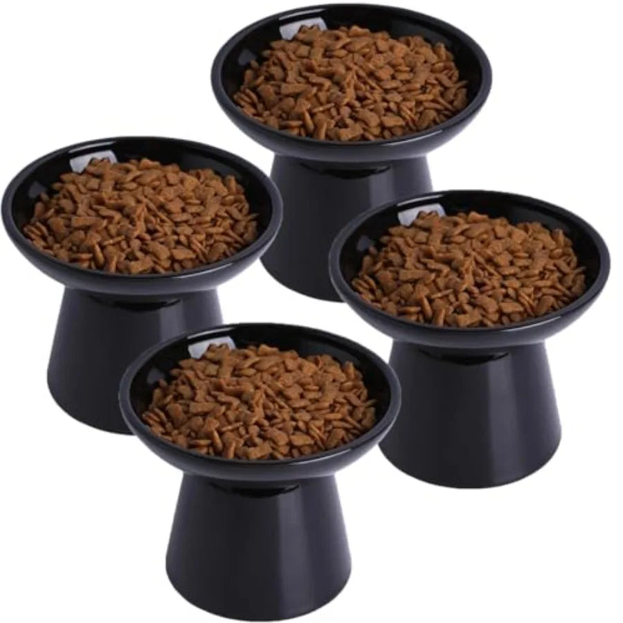 Raised Ceramic Cat Bowls Set For Pets Food And Water