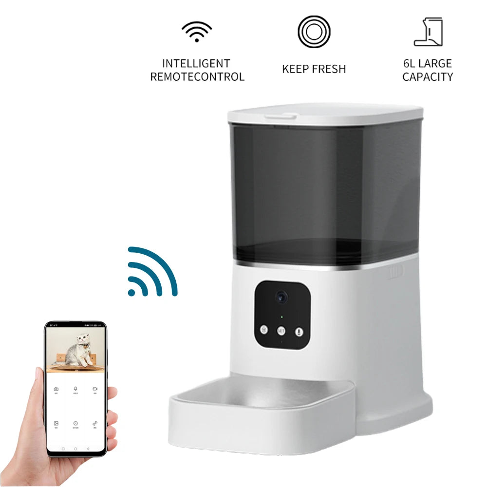 Automatic Pet Feeder With Voice Recorder For Cats And Dogs