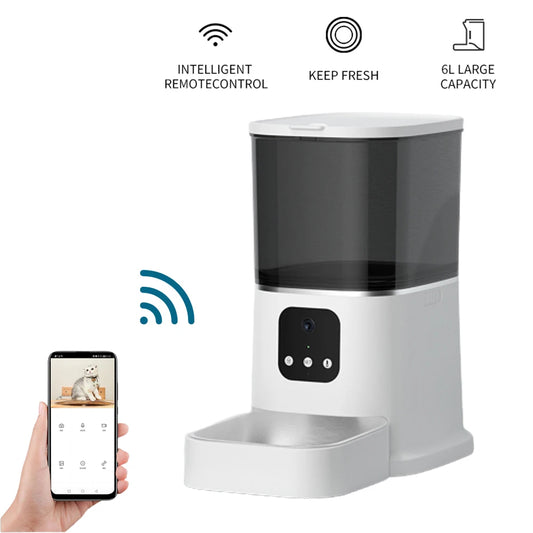 Automatic Pet Feeder With Voice Recorder For Cats And Dogs