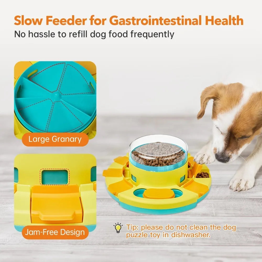 Dog Puzzle Toy Two Level Slow Feeder Treat Dispenser For IQ Training