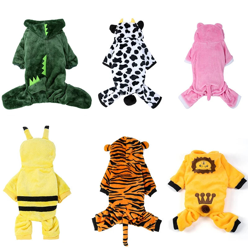 Soft Fleece Dog Clothes Jumpsuits Pet Coat Hoodie For All Seasons