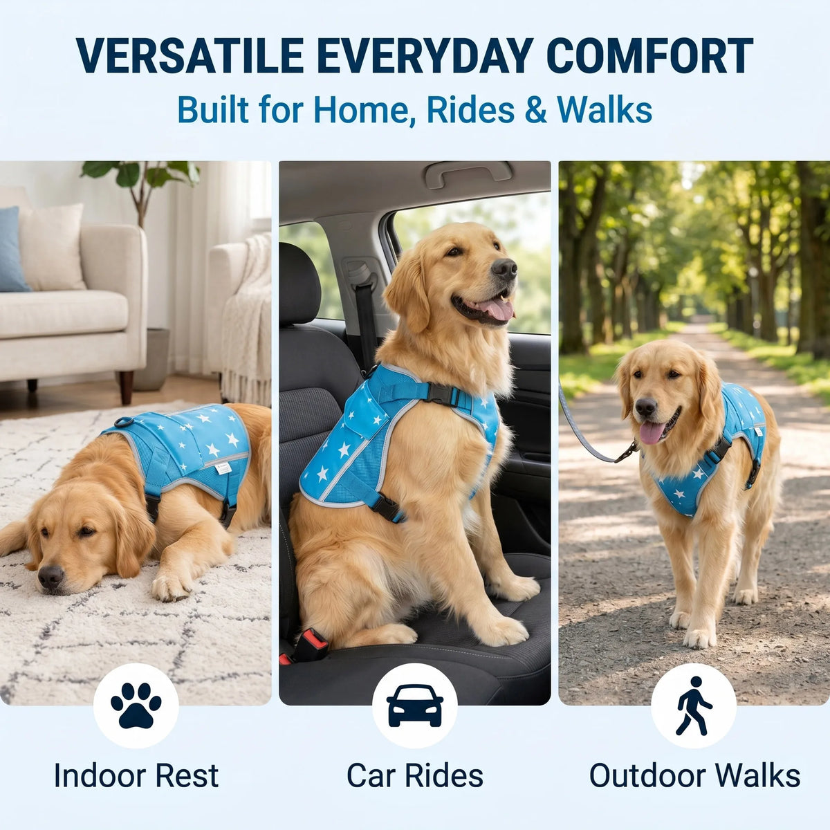 Dog Cooling Vest Harness Jacket For Outdoor Walking And Camping