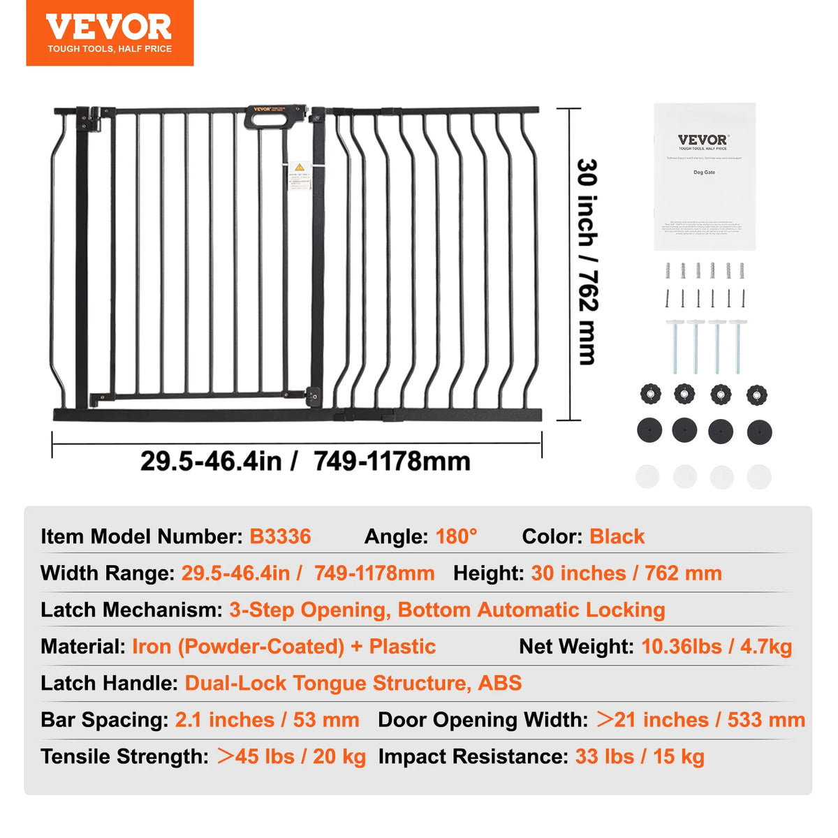 SucceBuy Baby Gate Pressure Mount Walk Through Dog Gate