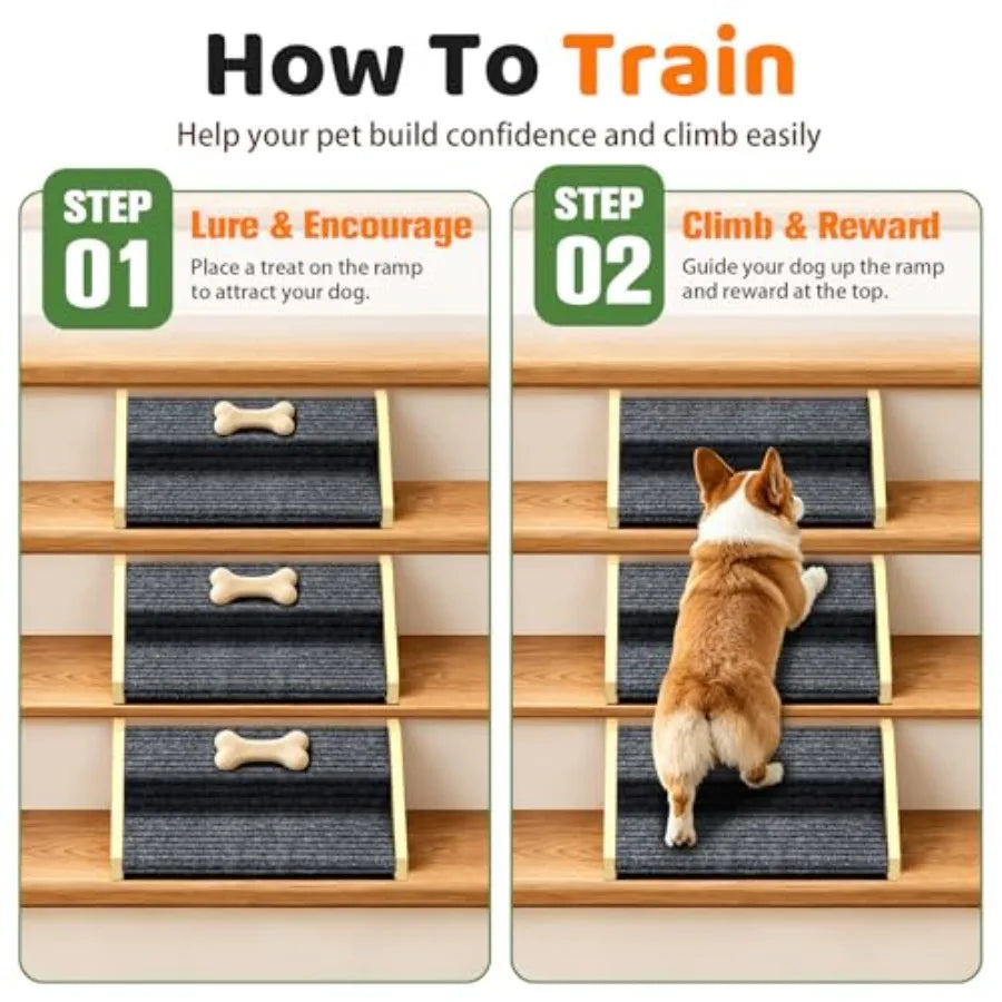 3 Pack Dog Ramp For Staircase With Non Slip Carpet
