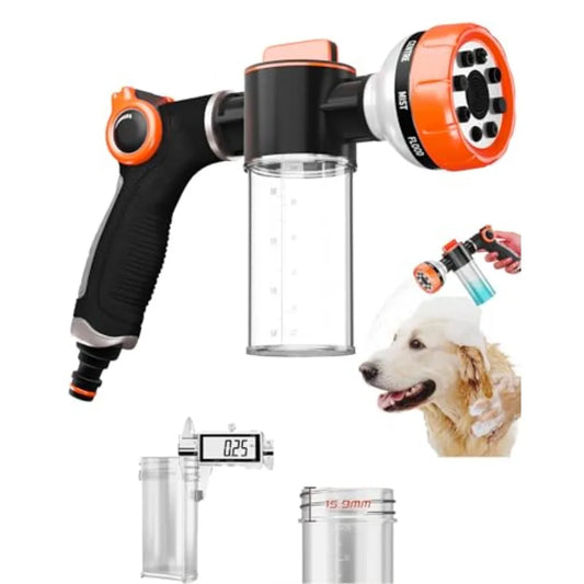 Dog Washing Hose Attachment With 8-Pattern Sprayer And Soap Dispenser