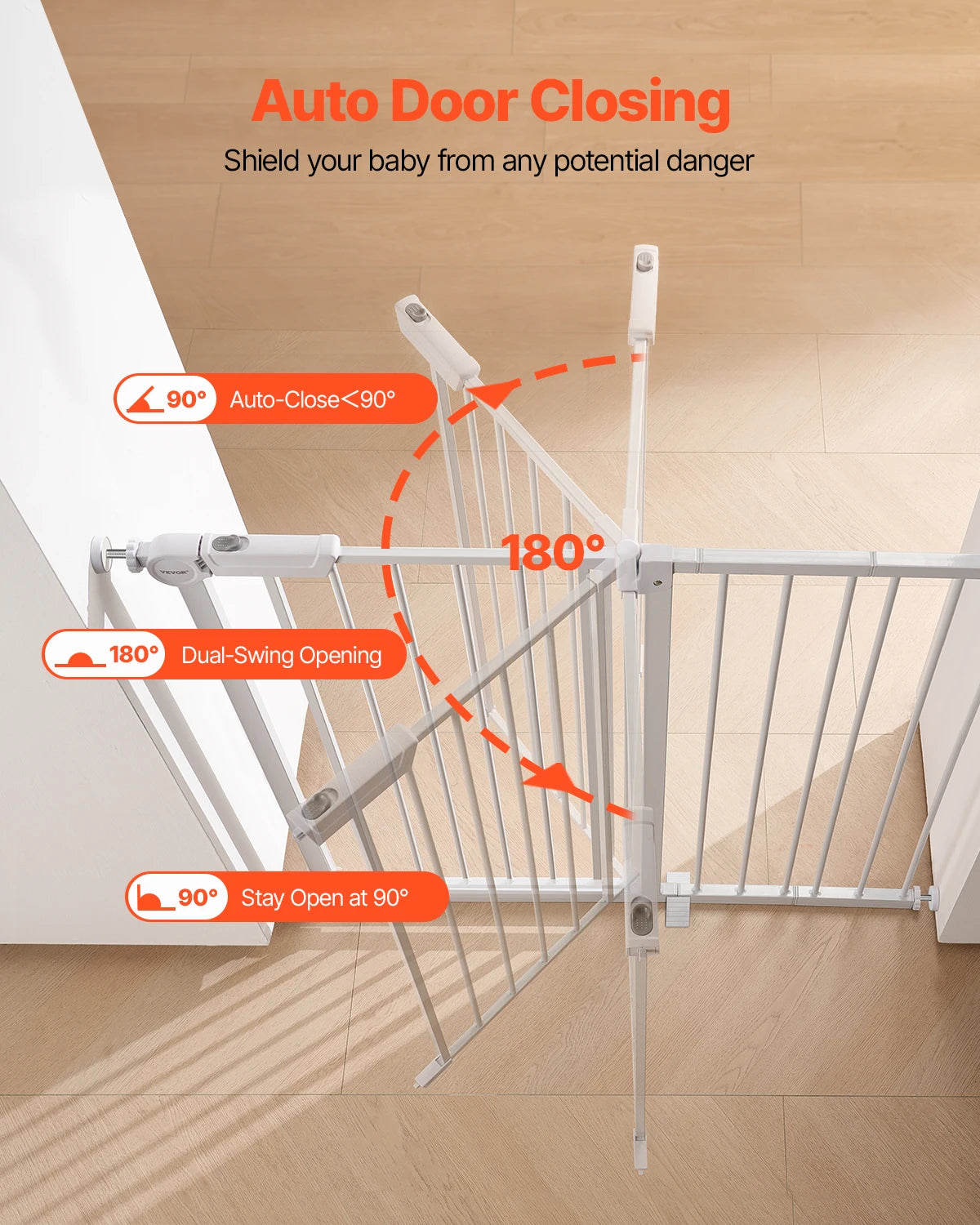 SucceBuy Baby Gate Pressure Mount Walk Through Dog Gate