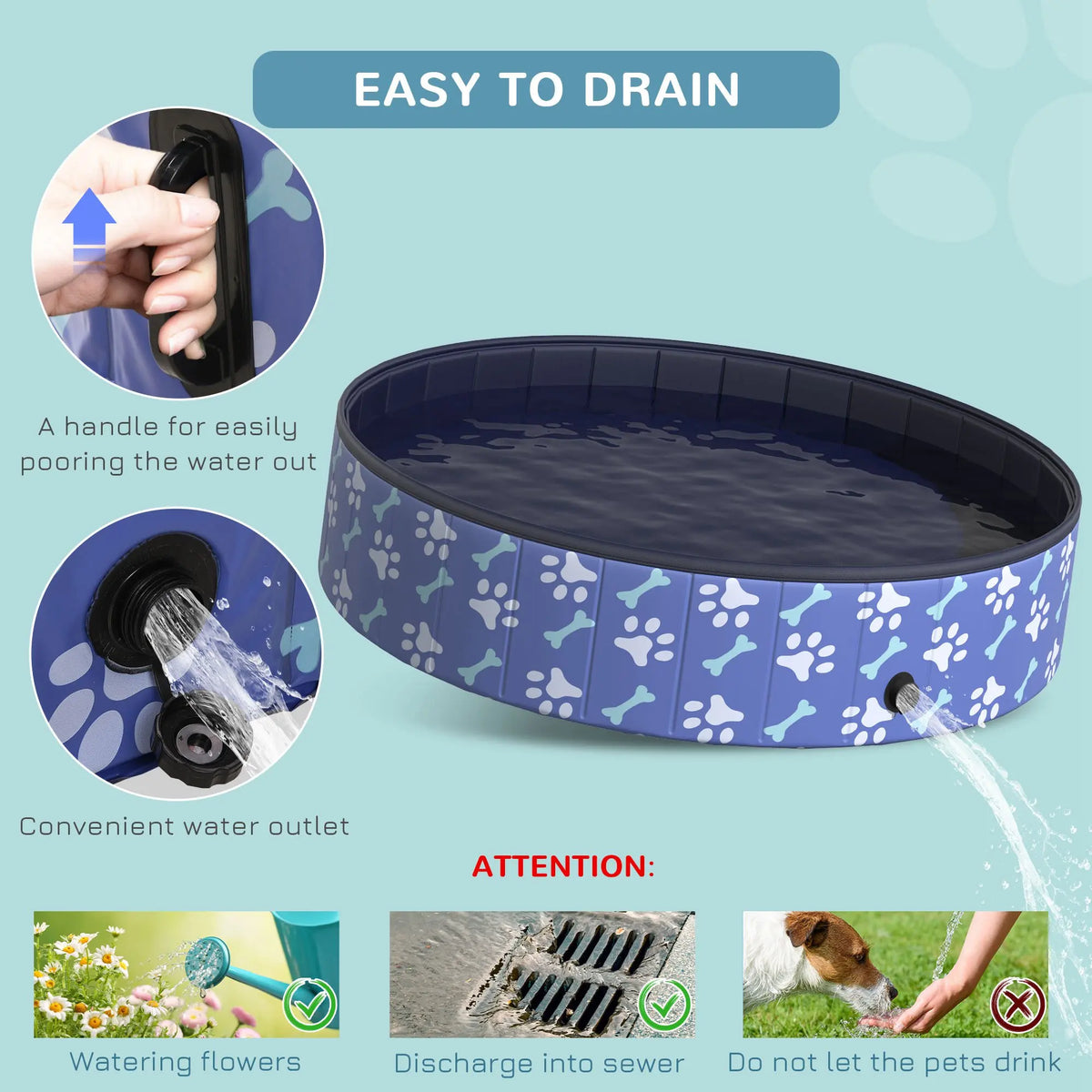 Foldable Pet Swimming Pool Easy To Store Portable Bathing Tub