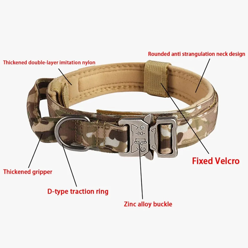 Outdoor Tactical Nylon Dog Collar With Metal Buckle Breathable
