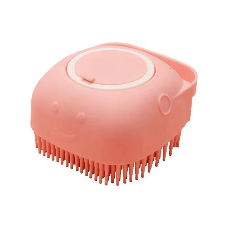 Dog Bathing Brush Shampoo Dispenser With Silicone Bristles Pet Massage