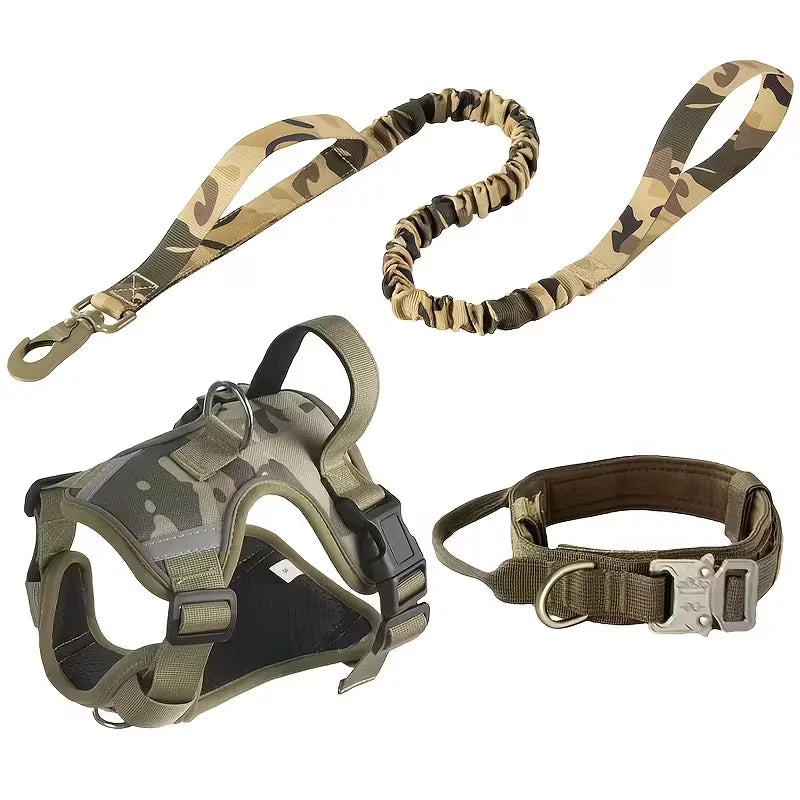 Heavy Duty Dog Harness With Leash Front Clip And Buckles
