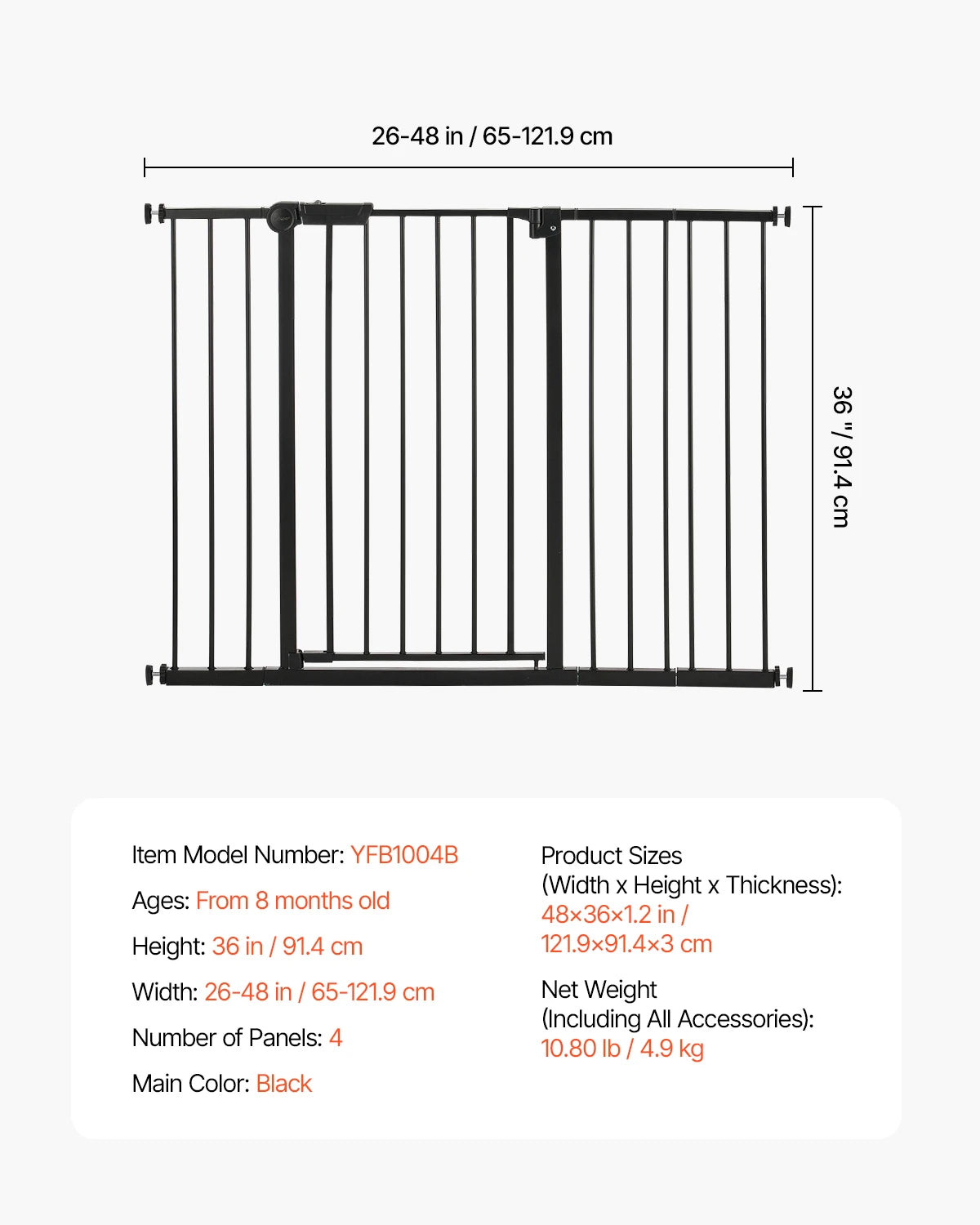 SucceBuy Baby Gate Pressure Mount Walk Through Dog Gate