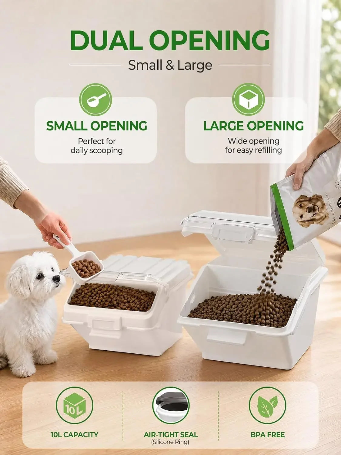 Three Pack Dog Food Storage Containers with Scoop