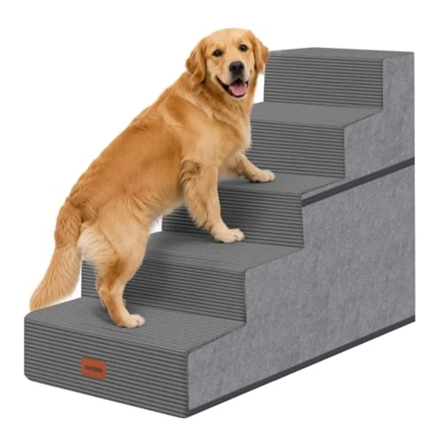 Dog Stairs for Large Dogs 5 Step Non Slip Ramp for High Beds