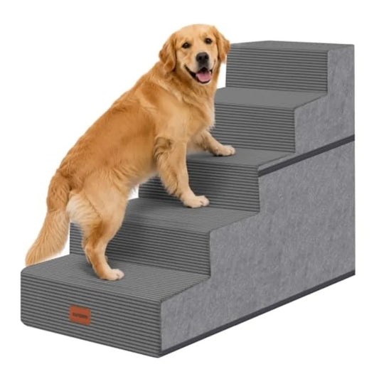 Dog Stairs for Large Dogs 5 Step Non Slip Ramp for High Beds