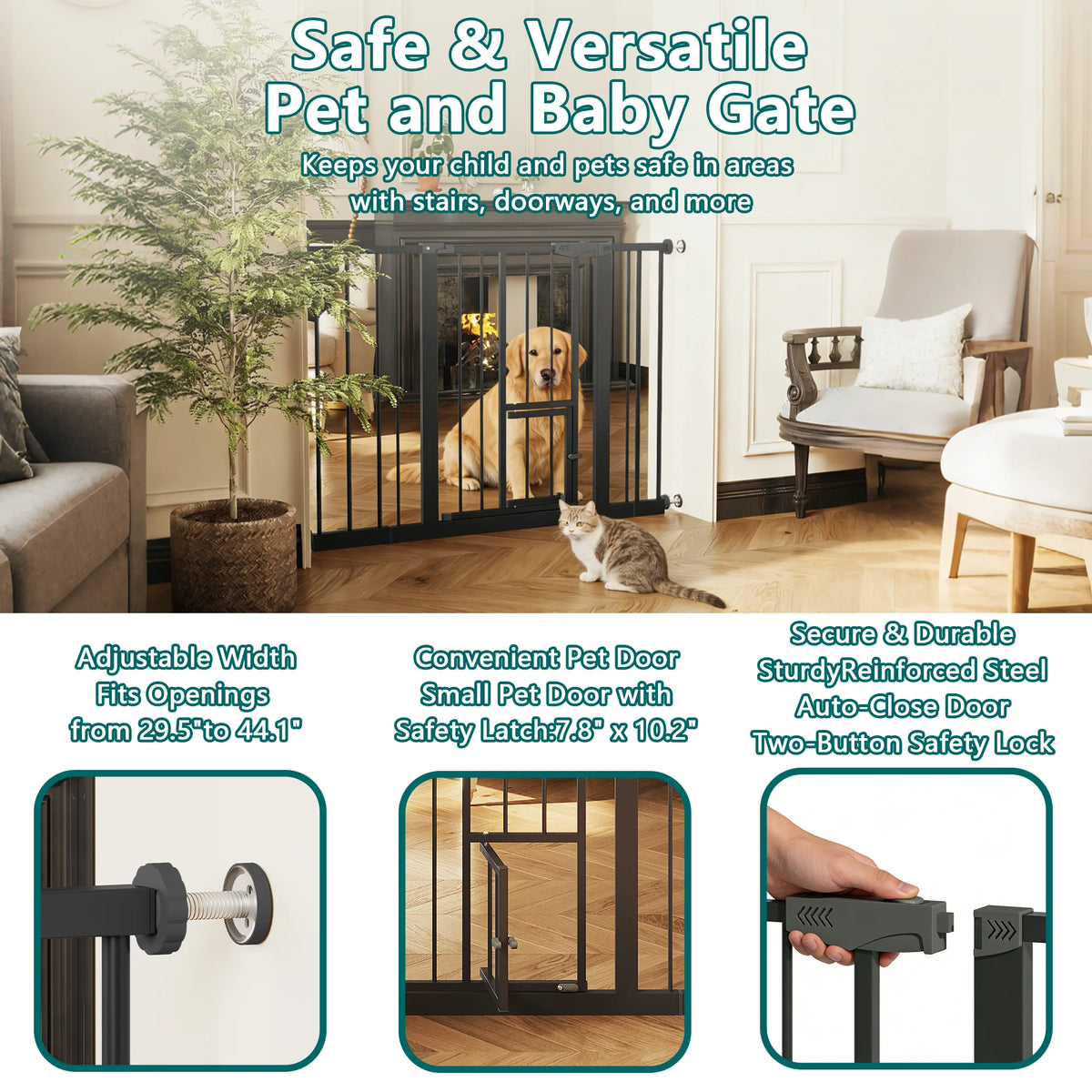 Baby Gate With Cat Door Walk Through Safety Gate Stairs