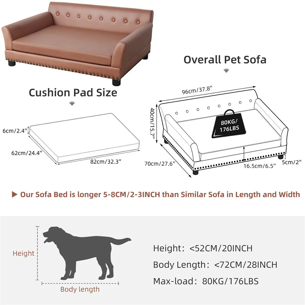 BORWART Heavy Duty Raised Pet Sofa Bed With Cushioned Lounge