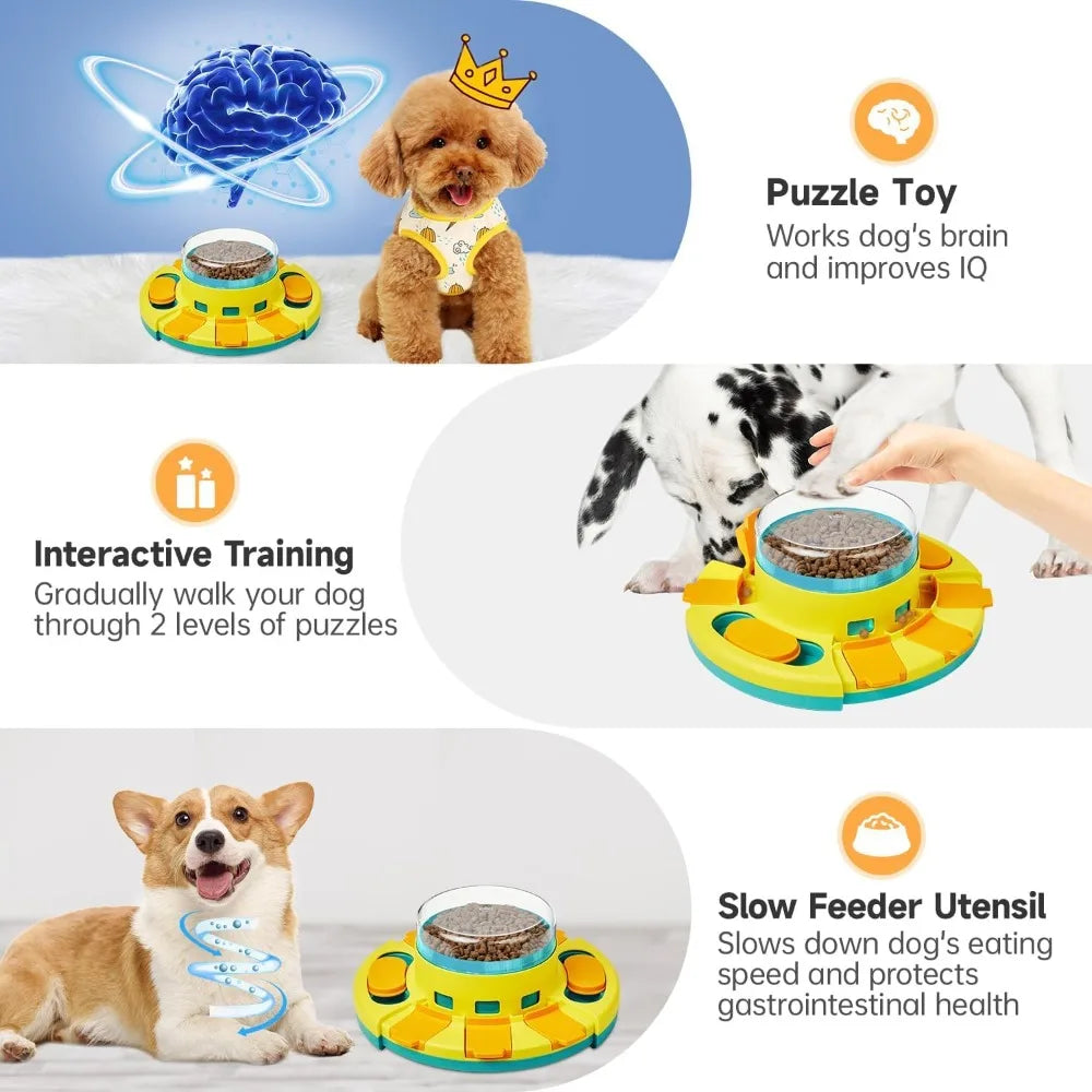 Dog Puzzle Toy Two Level Slow Feeder Treat Dispenser For IQ Training