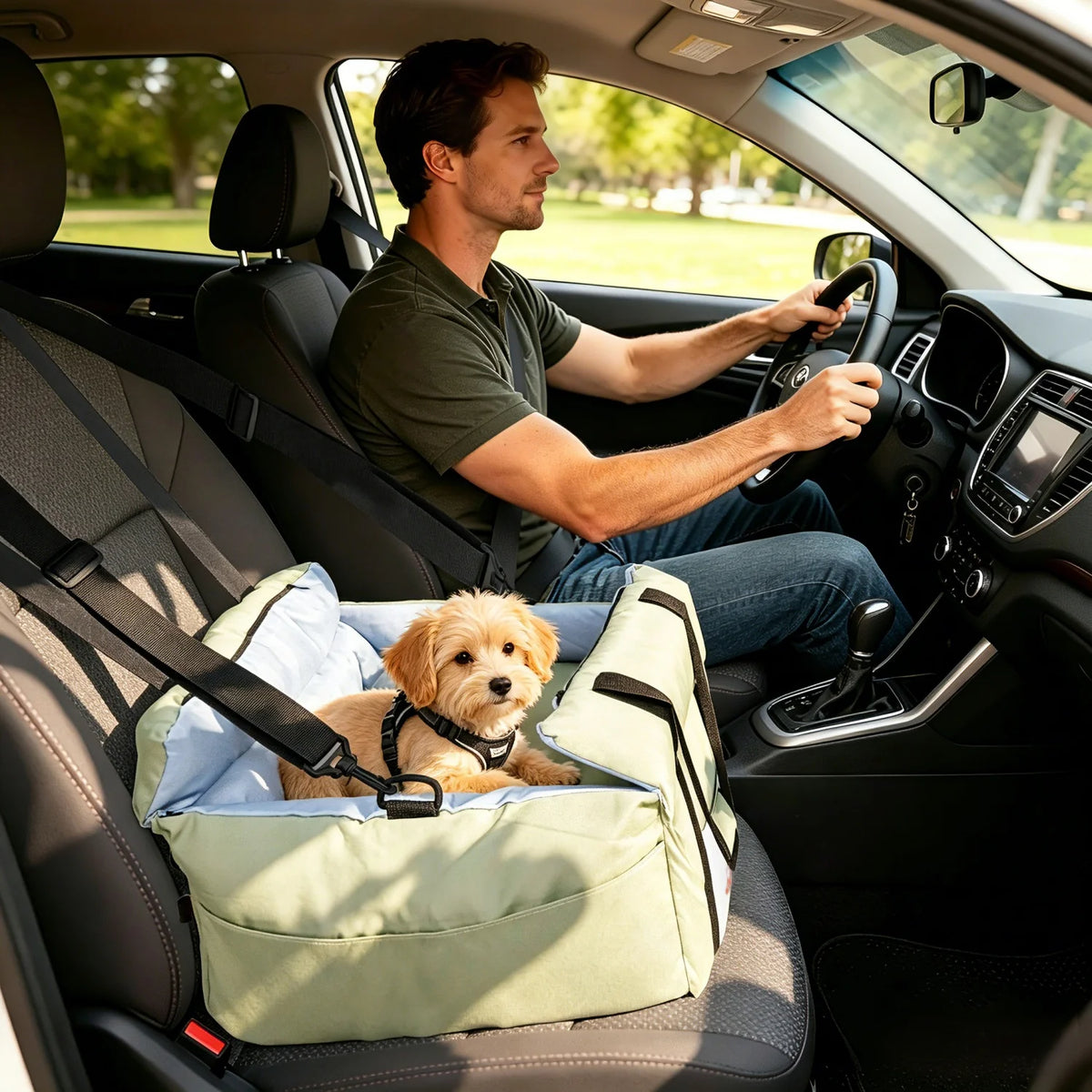 BINGOPAW Dog Car Seat Booster With Safety Belt For Travel