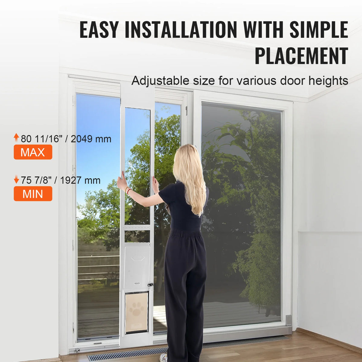 Sliding Glass Dog Door With Adjustable Aluminum Frame And Tempered Glass
