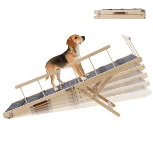 Foldable Dog Ramp For High Bed With Safety Rails Pad