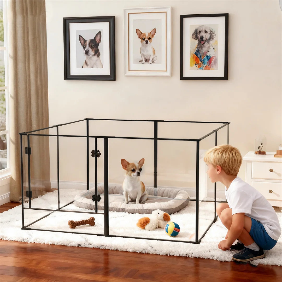 BINGOPAW 8 Panel Acrylic Dog Playpen Whelping Pen Set
