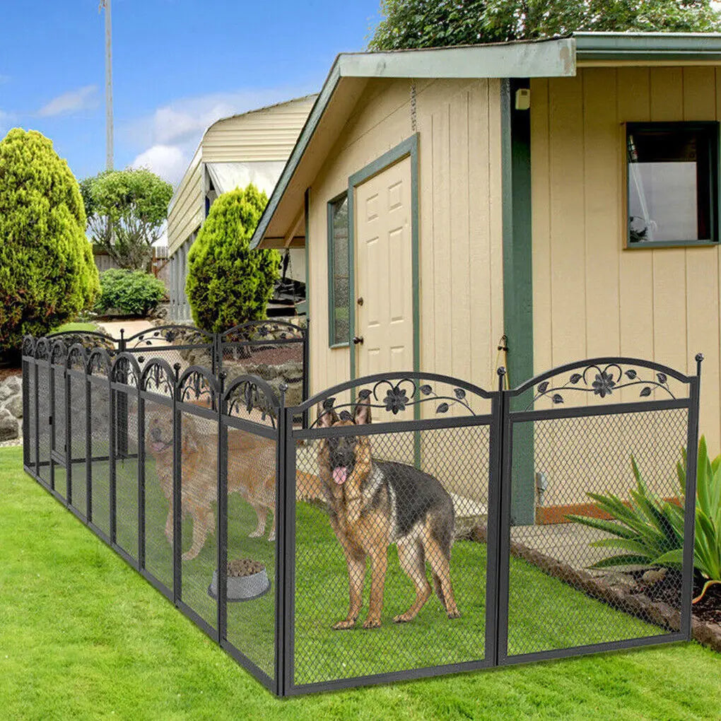BINGOPAW Metal Dog Playpen with Gate Foldable Heavy Duty Enclosure