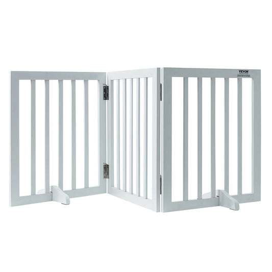 Free Standing Dog Gate Three Panel Expandable Pet Barrier Narrow